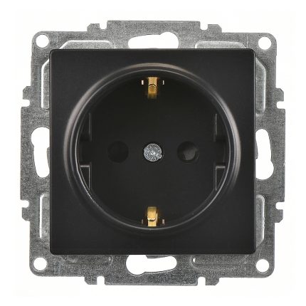 Günsan Visage Metalik Siyah Çocuk Korumalı Topraklı Priz - 16A 250V - Vidalı