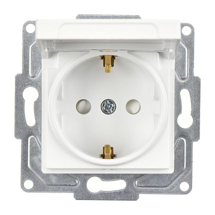 Günsan Eqona Beyaz Çocuk Korumalı Kapaklı Topraklı Priz- 16A 250V - Vidalı