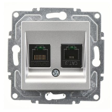 Günsan Eqona Gümüş Vidalı Data & Nümeris Telefon Prizi (RJ45 Cat5E + Cat3)