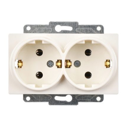 Günsan Eqona Fildişi Beyazı İkili Topraklı Priz- 16A 250V - Vidalı