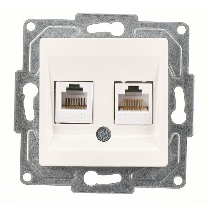 Günsan Eqona Fildişi Beyazı Vidalı Data & Nümeris Telefon Prizi (RJ45 Cat5E + Cat3)