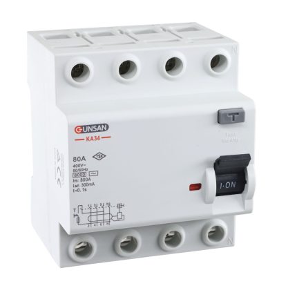 Günsan Valta AC Tip Kaçak Akım Koruma Anahtarı 4P 6kA 300mA 80A Dört Kutuplu