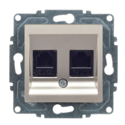 Günsan Eqona Metalik Bej Vidalı Data & Nümeris Telefon Prizi (RJ45 Cat5E + Cat3)